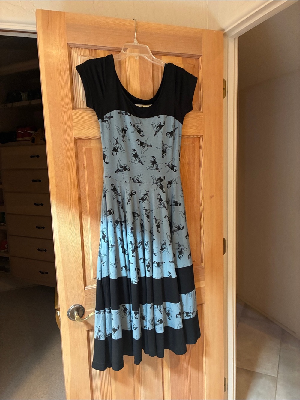 Effie’s Heart dress birds on a light  Blue Print